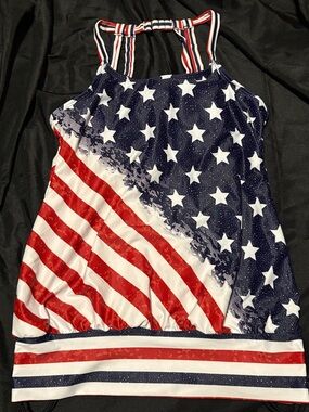 Patriotic American Flag Swim Top - Red, White & Navy Stars Stripes